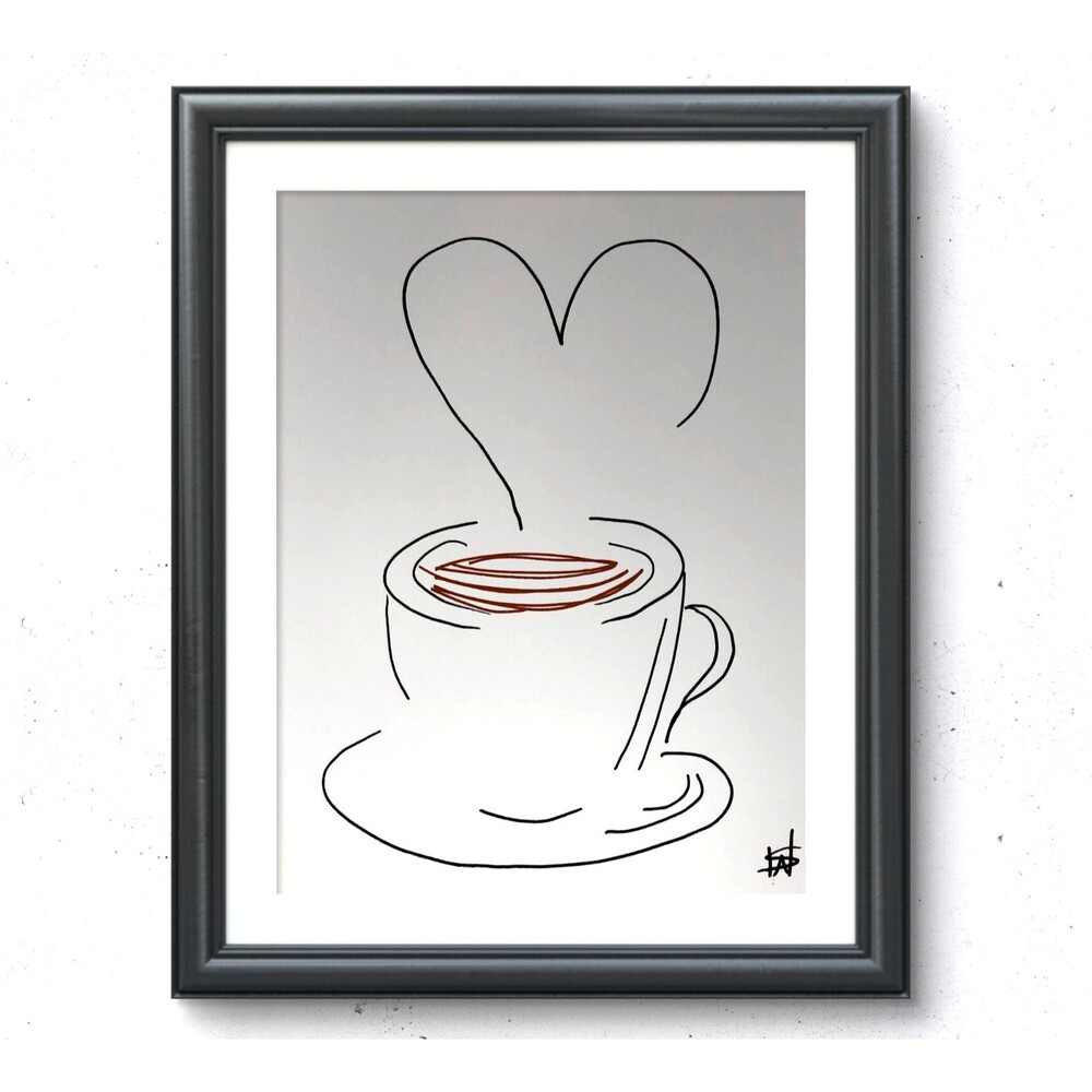 WS original coffee painting 14X11 Gallery Paper modern expressionist wall art